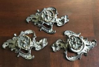 3 Vintage Brass French Provincial Furniture Drawer Pull Handles By Keller Brass