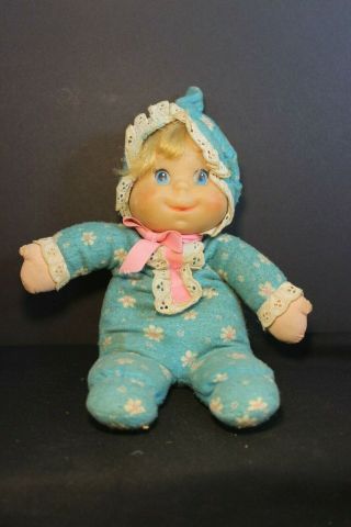 Vintage Mattel Baby Beans - Blue Floral Pajamas - Talking -