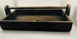 Primitive Antique Handmade Wood Tool Box Tote.  Patina.  Early - Mid 1900