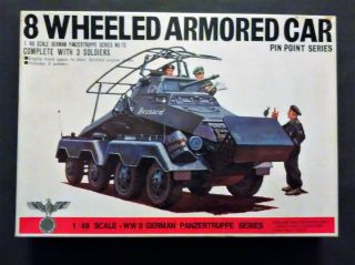 Vintage & Rare 1/48 Bandai German Ww2 8 Wheeled Armored Car Model Kit