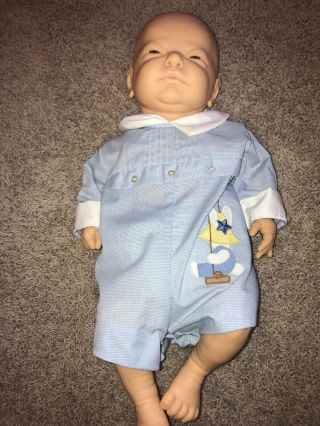 Vintage 18 " Berjusa Newborn Boy Baby Doll Anatomically Correct Spain Box
