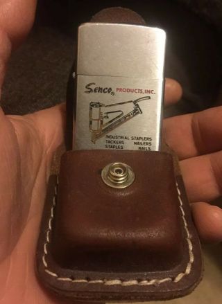 Vintage Rare Zippo Senco Products Inc Lighter With Leather Bag Made In Usa