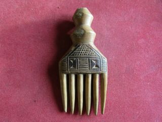 Antique African Carved Wood Comb Tribal Art