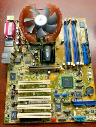 Asus P4p800 - E Deluxe Rev 1.  02,  Pentium 4 3.  2ghz I/o Shield Combo Rare