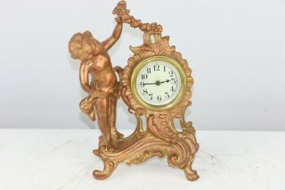 Antique Brass Ornate Victorian Style Table Shelf Clock