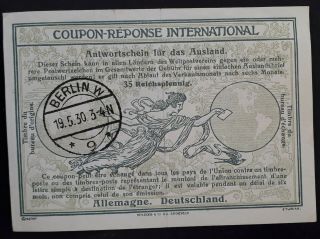 Rare 1930 Germany Upu International Reply Coupon With Berlin Cd