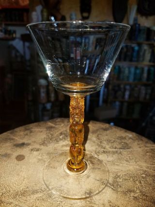 Rare Morgantown Polynesian Amber Tiki Stem Martini Trader Vic 