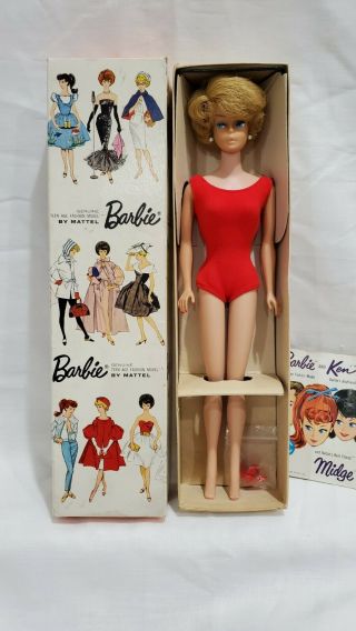 Vintage Barbie Ash Blond Side Part,  Sidepart,  Bubblecut W/ Box Vhtf Euc Rare