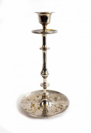 Antique Silver Plated Brass Candlestick Holder