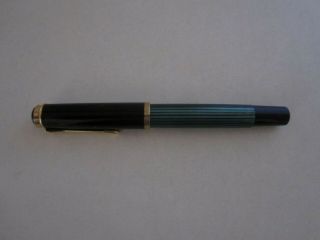 Rare Vintage Pelikan Fountain Pen 400,  18 Kt Gold Nib,  Striped Green,  1960s,