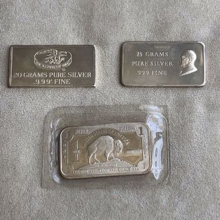 3 Rare Silver Art Bars Almost 3 Troy Ounces Of.  999 Silver.  Very Rare Bars