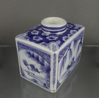 Antique Chinese Kangxi Blue & White Porcelain Tea Caddy Canister w/ Kingfishers 3