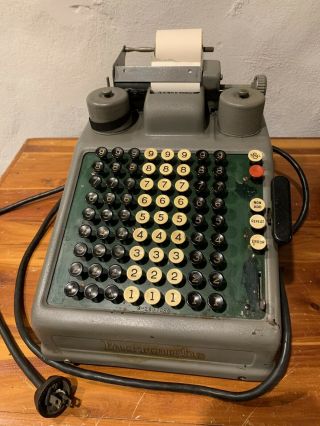 Burroughs Portable Electric Adding Machine Vintage With Dust Cover