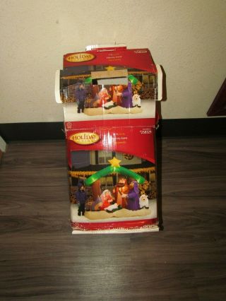 7 Ft Lighted Airblown Christmas Nativity Scene Rare Inflatable Box Gemmy 2008