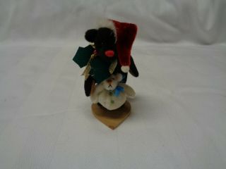 Vintage Little Gems Miniature Teddy Bear Christmas Santa Hat Tiny Snowman Teddy