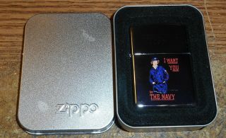 1997 Zippo Navy Recruiting Poster Full Size Lighter/nib/rare