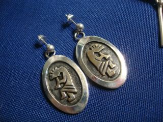 Rare Fb Native American Kokopelli 925 Sterling Silver Earrings