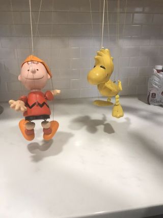 Vintage Rare Pelham Puppets Charlie Brown & Woodstock Peanuts Marionettes Read