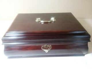 Antique Vintage Wooden Jewelry Box With Removable Tray,  Felt Layered Inside Wit