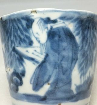 B526: Japanese really old KO - IMARI blue - and - white porcelain cup SOBA - CHOKO 2