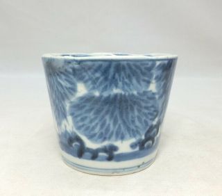 B526: Japanese really old KO - IMARI blue - and - white porcelain cup SOBA - CHOKO 3