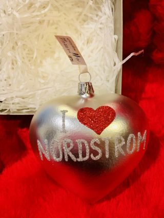 Rare,  I Love Nordstrom Heart - Blown Glass Christmas Ornament - Nordstrom Poland