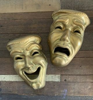 Rare Vintage 1953 Universal Statuary Theatre Wall Mask Comedy Tragedy Chalkware