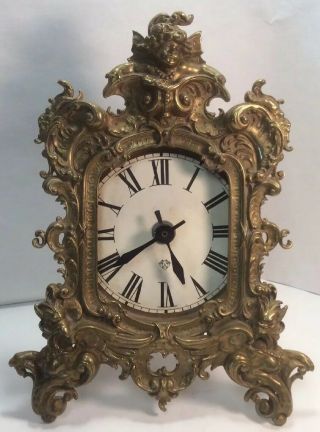 Antique Victorian Art Nouveau Brass Picture Frame Griffins,  Angel,  Clock 11.  5”