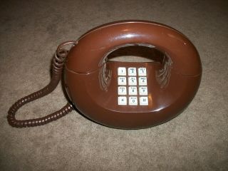 Rare Vintage Western Electric Art Deco Donut Shaped Brown Telephone