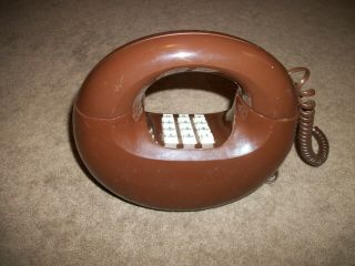 RARE VINTAGE WESTERN ELECTRIC ART DECO DONUT SHAPED BROWN TELEPHONE 3