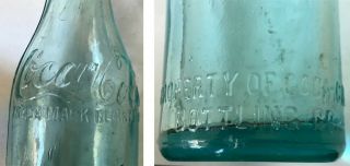 Vintage/Antique BLUE STRAIGHT SIDE COCA COLA COKE GLASS BOTTLE VG 2