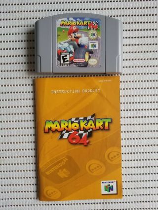 Authentic Mario Kart 64 Nintendo 64 N64 Fun Rare Video Game With Booklet.