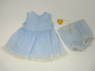 Vintage 60s Blue Nylon Dress,  Panties Chatty Cathy Doll Size Outfit Shillman Tag