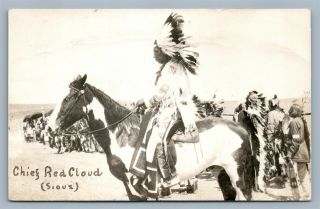 American Indian Oglala Sioux Chief Red Cloud Antique Real Photo Postcard Rppc