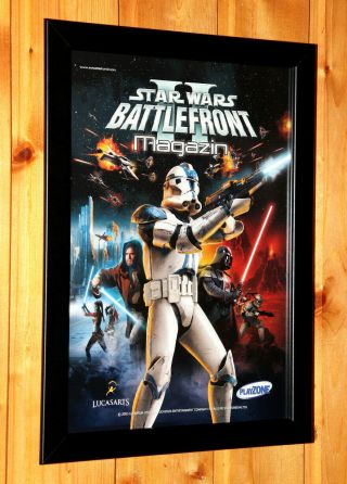 2005 Star Wars Battlefront Ii 2 Rare Small Poster /old Ad Page Framed Ps2 Xbox