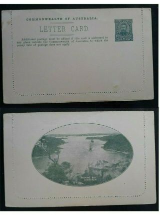 Rare 1911/12 Australia 1d Deep Blue Green Kgv Pre Print Letter Card Mosman 