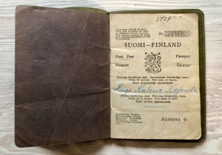Finland 1950 Not Us Passport With Visas & Rare Revenues (incl Leather Cover)