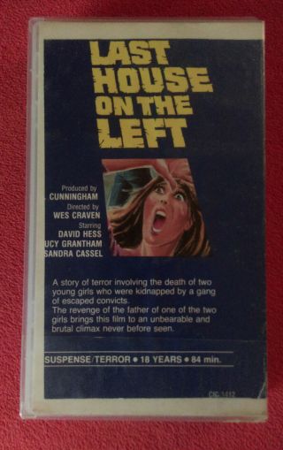 Last House On The Left CIC Video VHS.  Big Box Horror.  RARE.  Uncut WES CRAVEN 3