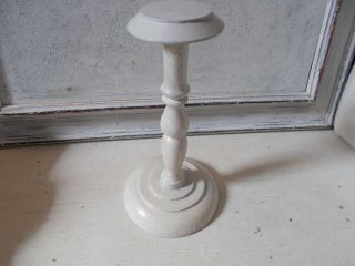 Vintage Wooden Hat Display Stand Millinery Stand Painted Grey Cream Shabby Chic