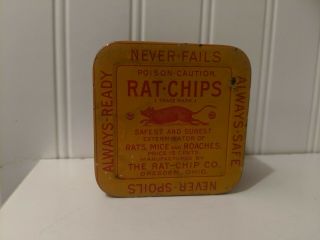 Rat Chips Poison Tin Vintage Antique Advertising Can Rat Mice&roach Killer