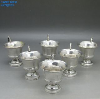 Antique Italia Rare Set 6 Solid Silver Campana Shaped Tot Cups 101g Naples C1820