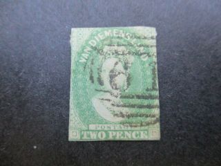 Tasmania Stamps: 2d Green Chalon Imperf - Rare (d187)