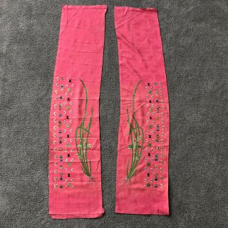 Old Large Embroidered Chinese Silk Pink Sleevebands