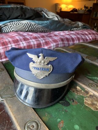 Vintage Pinkerton Security Uniform Dress Hat.  W Tag Rare