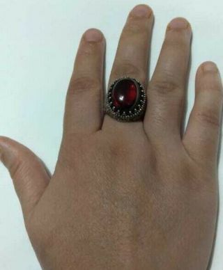 Ancient Antique Victorian Silver Ring Natural Agate Gemstone Old Rare Vintage