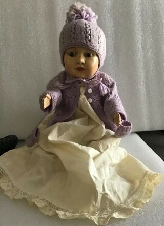 Vintage All Tin Baby Doll With Grey Sleep Eyes Over 10 1/2”