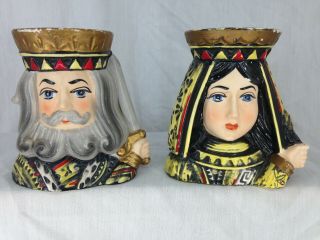Inarco E - 3273 King And Queen Of Hearts Head Vases Rare Vintage Set