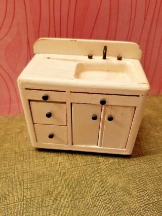 Strombecker Vintage Antique White Wood Kitchen Cabinet Sink Awesome