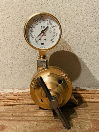 Large Vintage Brass Pressure Gauge,  Antique Steampunk Lamp Parts Regulator Valve