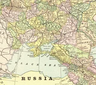 1901 Antique Map Of Russia Vintage Crams Atlas Russia Map Gallery Wall Art 7113